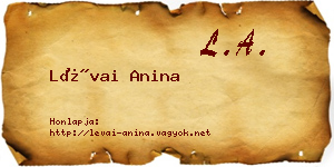 Lévai Anina névjegykártya